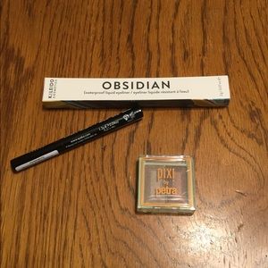 2 waterproof black eyeliner and 1 eye shawdow.